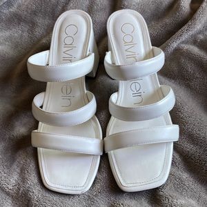 Calvin Klein cute white block heels US women 9